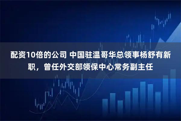 配资10倍的公司 中国驻温哥华总领事杨舒有新职，曾任外交部领保中心常务副主任